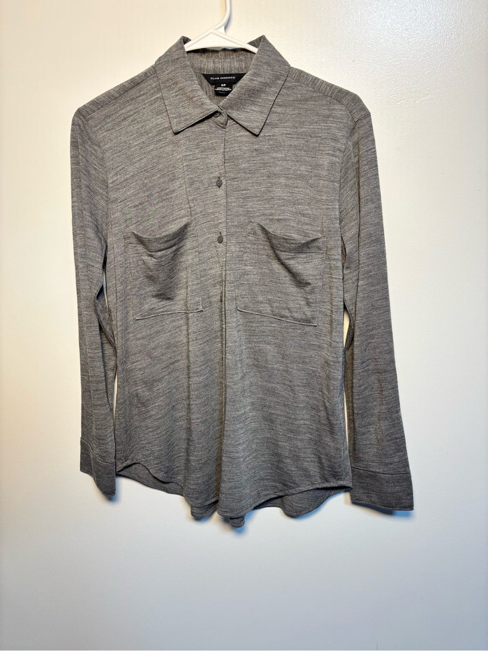 Club Monaco Heather Gray Long-Sleeve Button Down Shirt